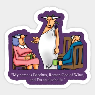 Funny Bacchus Wine God Cartoon Humor Sticker